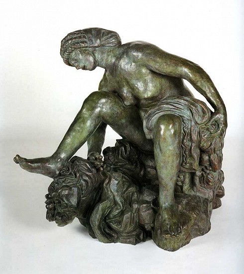 Antoine Bourdelle, Large Crouching Bather (Grande baigneuse accroupie), 1906-1907
Bronze, 40 x 30 1/4 x 45 4/4 in. (101.6 x 76.8 x 116.8 cm)
Seated nude, green patina
BOU-001-SC